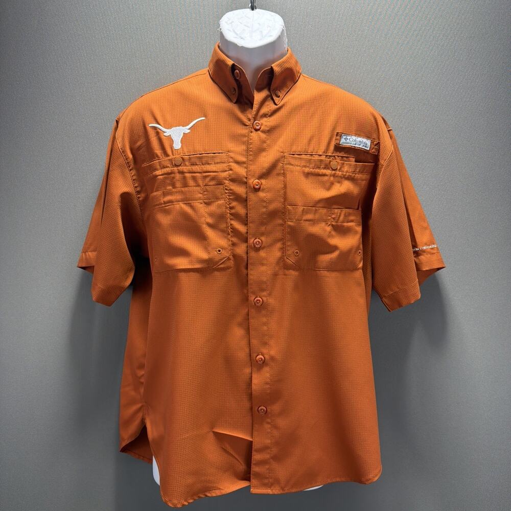 MENS COLUMBIA PFG - UNIV OF TEXAS LONGHORNS TAMIAMI SHIRT Orange S Excellent